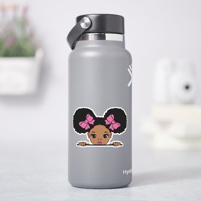 Black Girl Puff Hair (HydroFlask)
