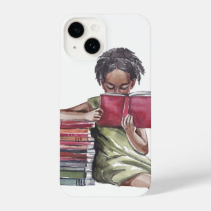Black Girl Reading Books Illustration iPhone 14 Case