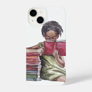 Black Girl Reading Books Illustration iPhone 14 Case