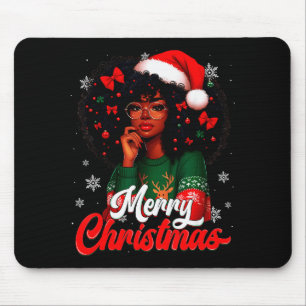 Black Girl Santa Hat Merry Christmas Pajama Africa Mouse Pad