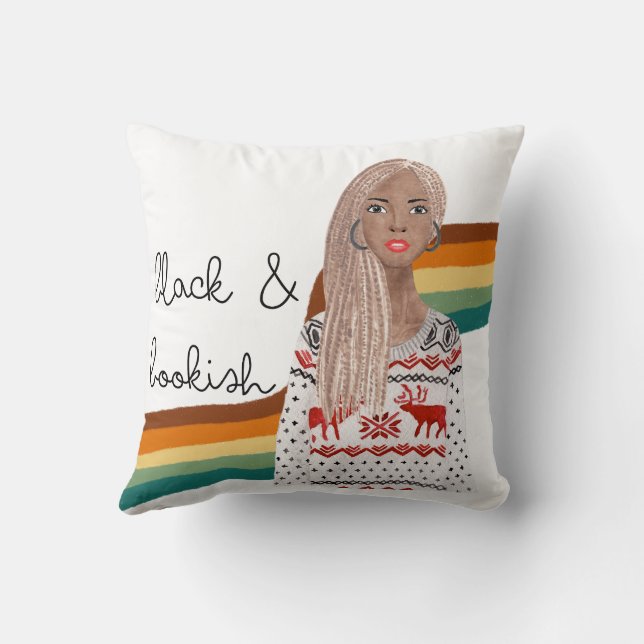 Black Girl with Blonde Braids Book Lover Cushion (Back)