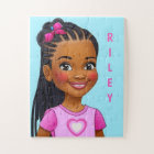 Black Girl With Braids Personalised Jigsaw Puzzle