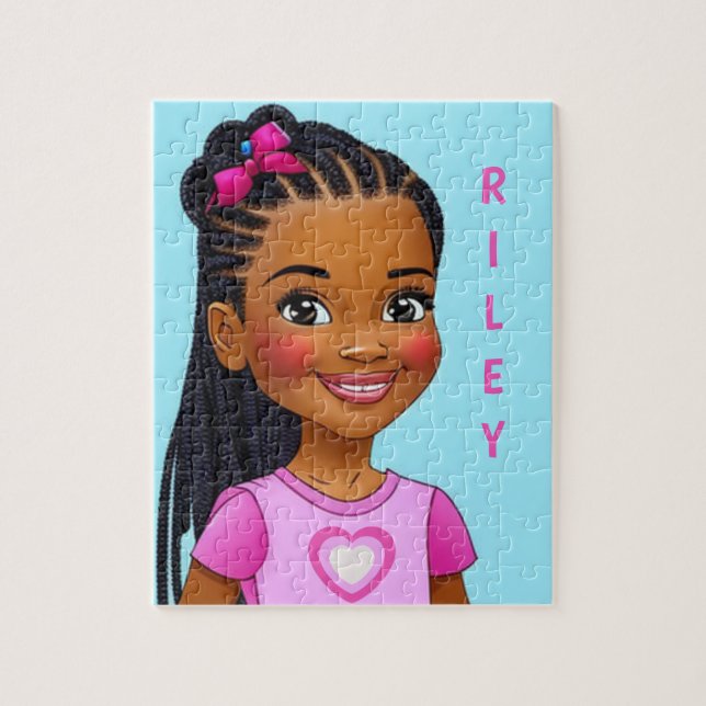 Black Girl With Braids Personalized Jigsaw Puzzle (Vertical)