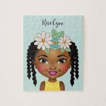 Black Girl With Flowers Personalised Jigsaw Puzzle