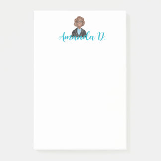 Black Girl with Glasses Personalised Post-it Notes