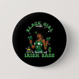 Black Girl With Irish S St. Patrick's Day Irish Pr 6 Cm Round Badge