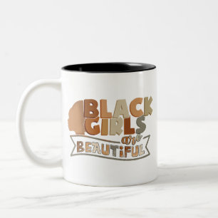 Black Girls Are Beautiful Afro Woman Two-Tone Coffee Mug