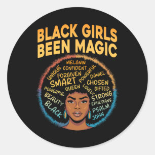 Black Girls Been Magic Black History Melanin Afric Classic Round Sticker