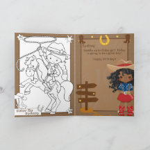 Black Girls Cowgirl Colouring Page Happy Birthday