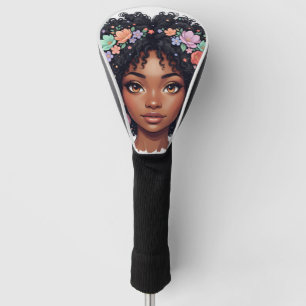 Black Girls Golf whimsical floral afro Head Cover