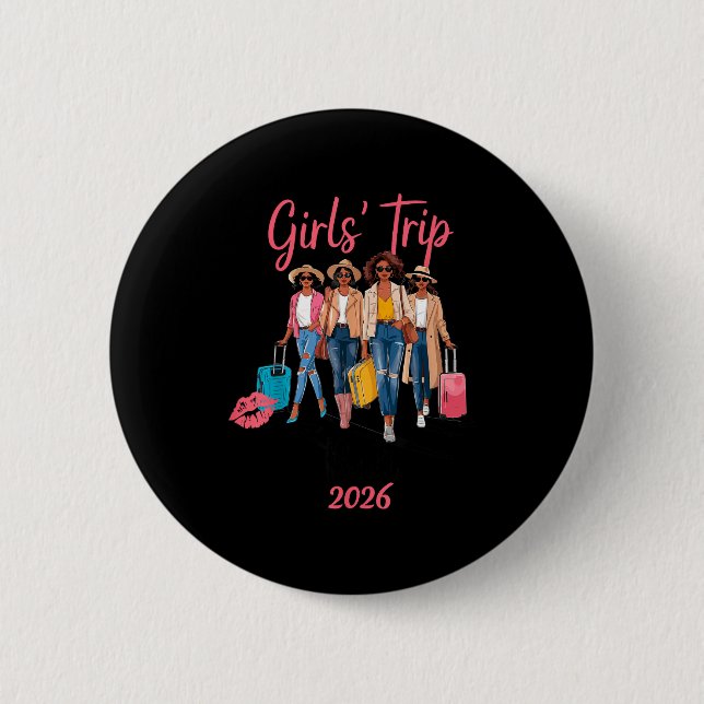 Black Girls Trip Bali 2026 Vacation Birthday Melan 6 Cm Round Badge (Front)