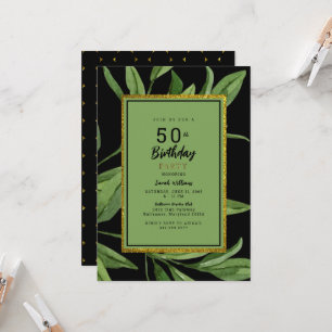 Black Glam 50th Birthday Party  Invitation