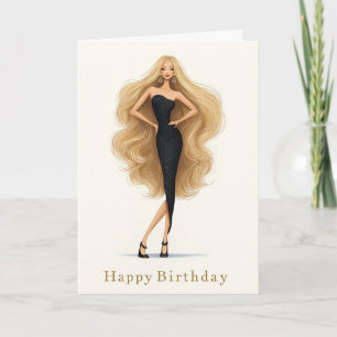 Black Glam Birthday Card for Fashion Lovers