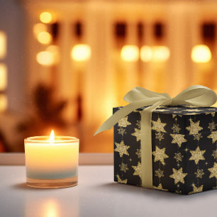 Black Glam Glitter Stars Pattern Wrapping Paper