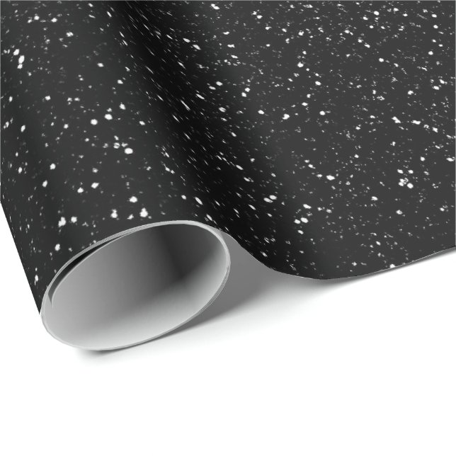 Black Glam Glitter Stars Sparkly Minimal Wedding Wrapping Paper (Roll Corner)