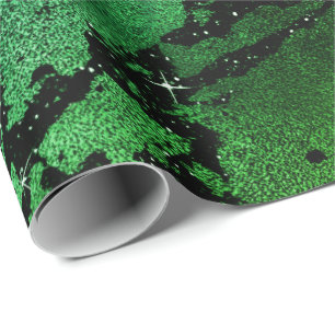 Black Glam Marble Print Abstract Tropical Metallic Wrapping Paper