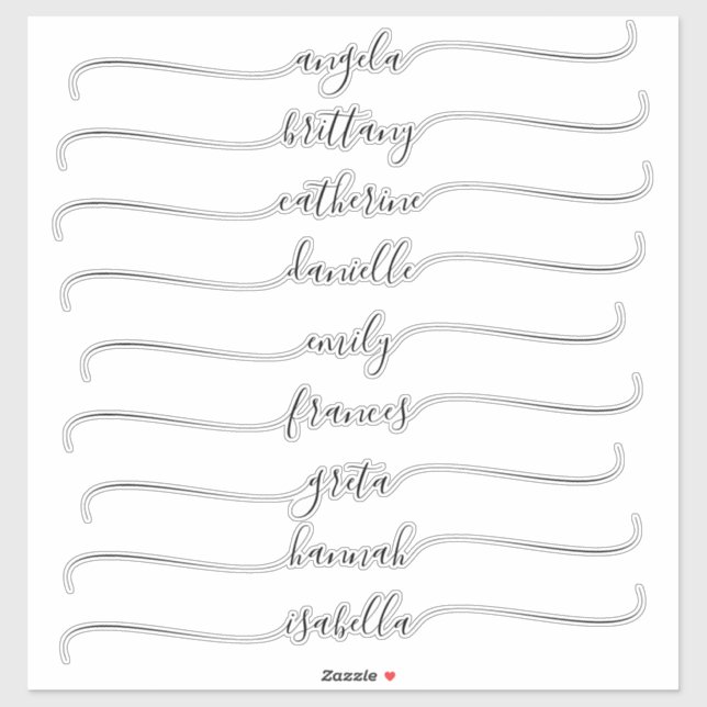 Black Glam Signature Names with Long Swashes (Sheet)
