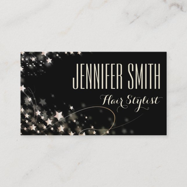 Black Glamour Hairdresser Salon Appointment Card (Front)