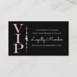 Black Glamourous Diamonds Pink Glitter VIP Loyalty Business Card