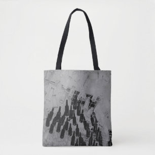BLACK GLASS BOTTLE AND CLEAR GLASS BOTTLES TOTE BAG