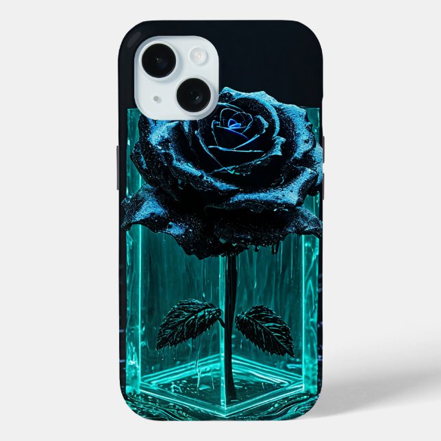Black glass vase with a rose Case-Mate iPhone case (Back)