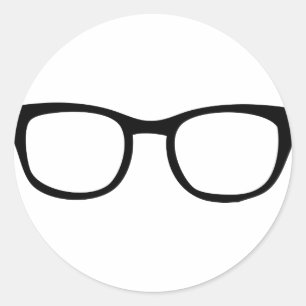 black glasses icon classic round sticker