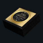 Black & Glitter 50th Wedding Anniversary Gift Box<br><div class="desc">Elegant black and gold glitter 50th wedding anniversary with white diamond hears and customisable text.</div>