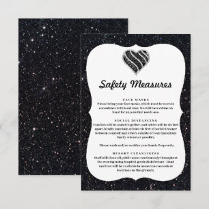 Black Glitter Black & White Heart Safety Measures Enclosure Card