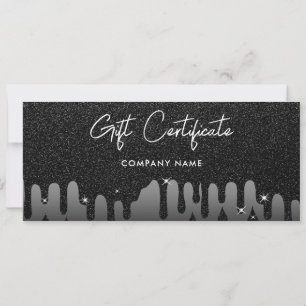 Black Glitter Business Gift Certificate Voucher