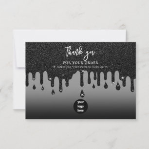 Black Glitter Business Thank You Logo Social Media