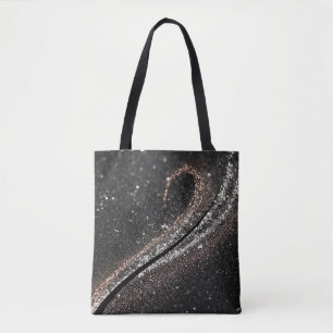 Black Glitter Chic Modern Elegant Tote Bag