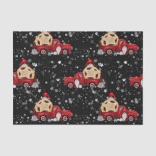 Black Glitter Christmas Gnome With Red Truck Pie Tissue Paper