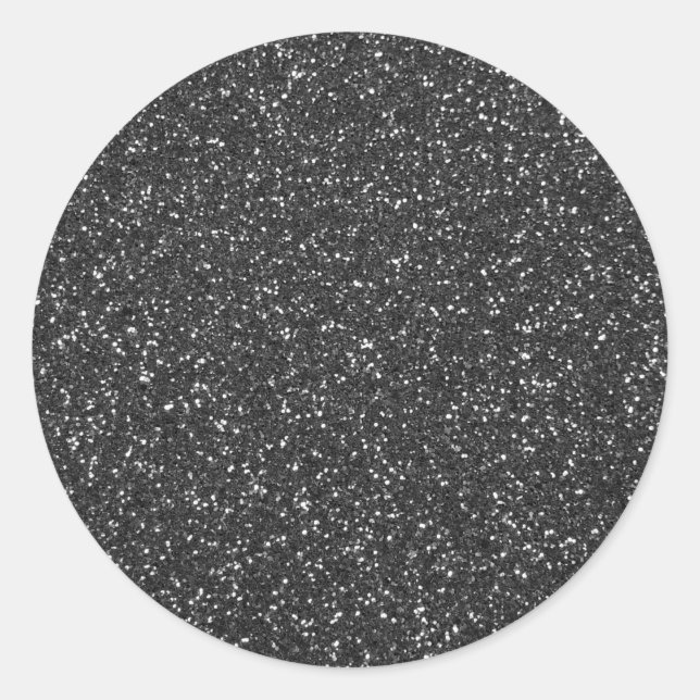 Black Glitter Classic Round Sticker (Front)
