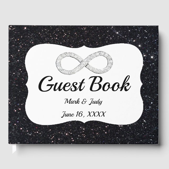 Black Glitter Diamond Infinity Guestbook (Front)