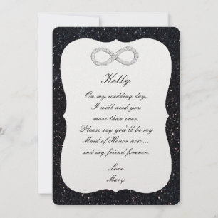 Black Glitter Diamond Infinity Maid Of Honour Card