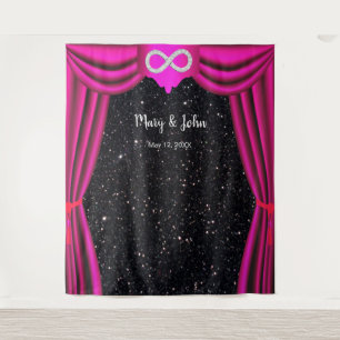 Black Glitter Diamond Infinity Pink Curtain Tapestry