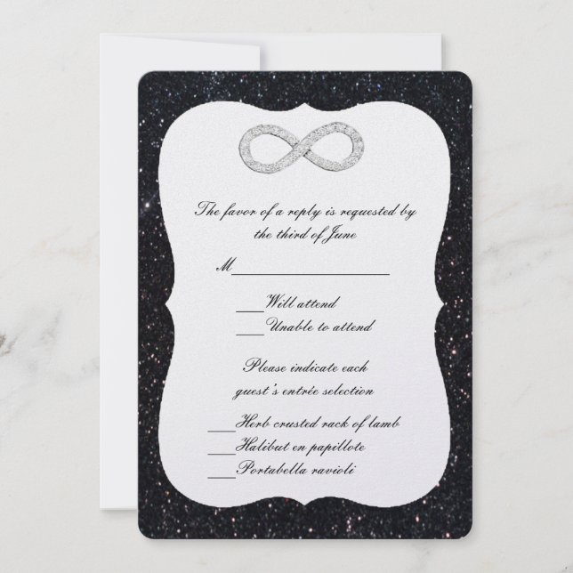 Black Glitter Diamond Infinity Response Card (Front)