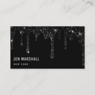 black glitter drips design business card