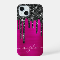 Black Glitter Drips Hot Pink Glam Signature