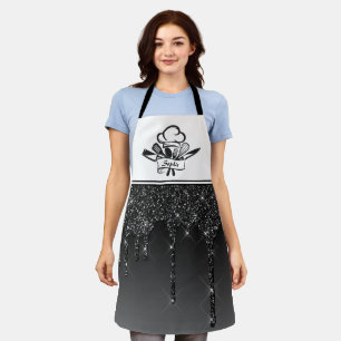 Black Glitter Drips Personalised Apron