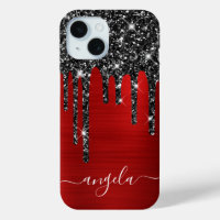 Black Glitter Drips Red Glam Signature