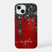 Black Glitter Drips Red Glam Signature