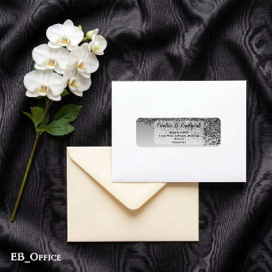 Black Glitter Frosted Elegant Return Address Label