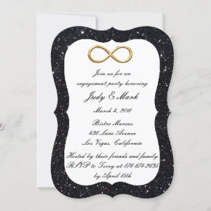 Black Glitter Gold Infinity Engagement Party Invitation