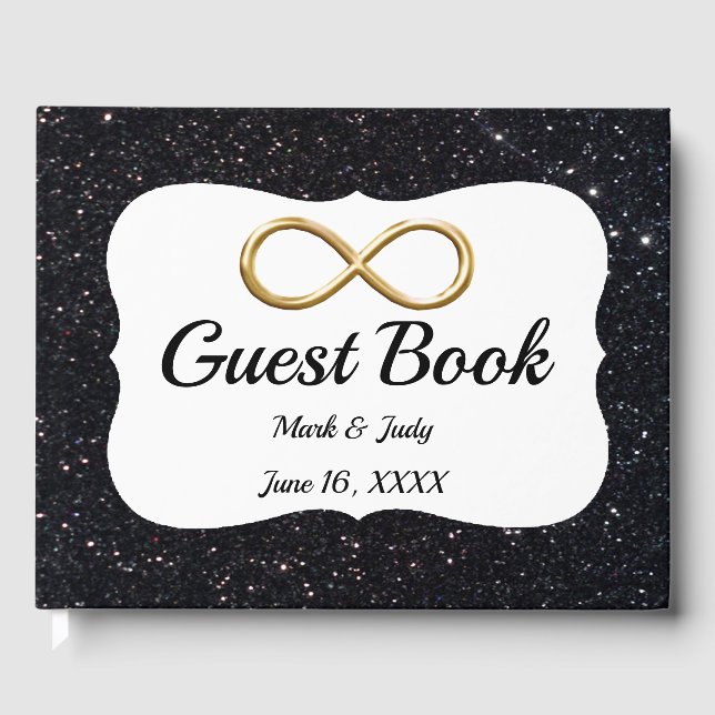 Black Glitter Gold Infinity Guestbook (Front)