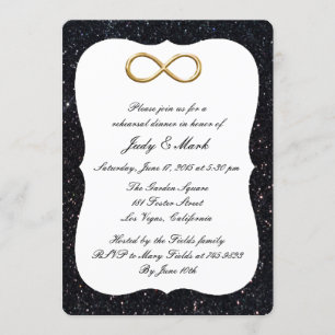 Black Glitter Gold Infinity Rehearsal Dinner Invitation