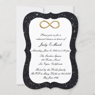 Black Glitter Gold Infinity Rehearsal Dinner Invitation