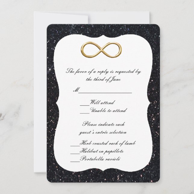 Black Glitter Gold Infinity Response Card (Front)