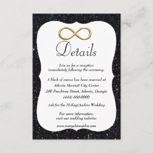 Black Glitter Gold Infinity Wedding Details Enclosure Card
