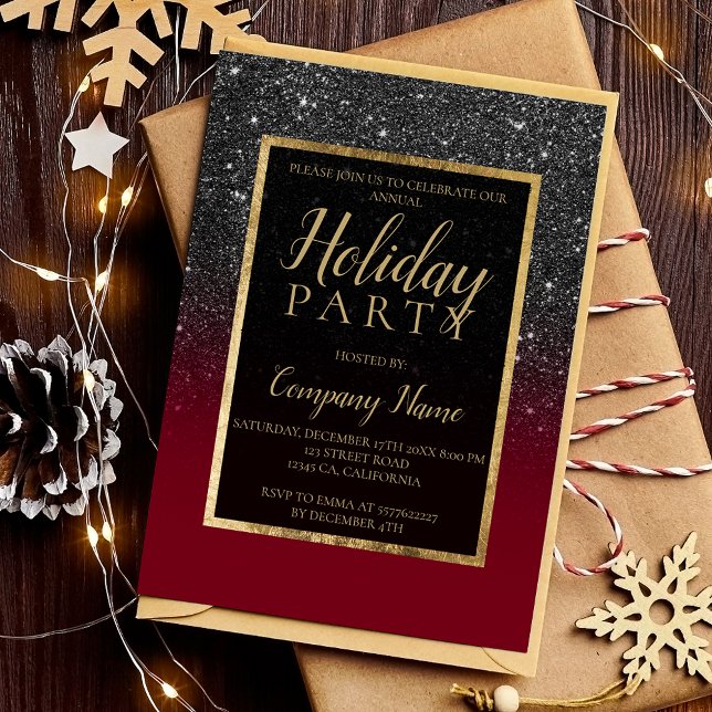 Black glitter gold red business corporate invitation (Black glitter gold red business corporate invitation)